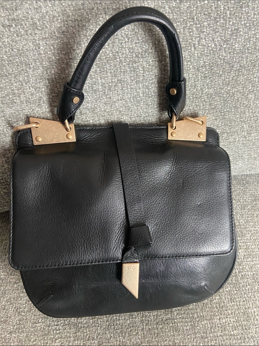 Foley + Corinna Black Leather Satchel with Gold Hardware